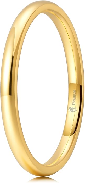 THREE KEYS JEWELRY 2mm 4mm 6mm 8mm Titanium Wedding Band for Men Women, Classic Domed & Step Edge High Polished Comfort Fit Anniversary Ring, Size 4-15