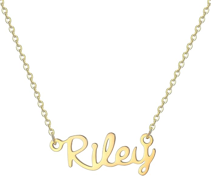 MOMOL 18K Gold Plated Stainless Steel Name Necklace Personalized Custom Name Necklace Customized Nameplate Necklace for women