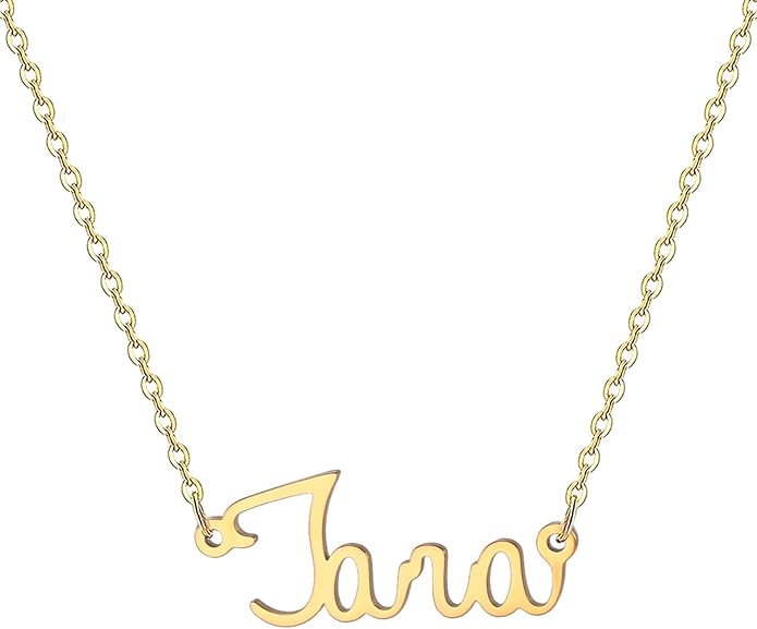 MOMOL 18K Gold Plated Stainless Steel Name Necklace Personalized Custom Name Necklace Customized Nameplate Necklace for women