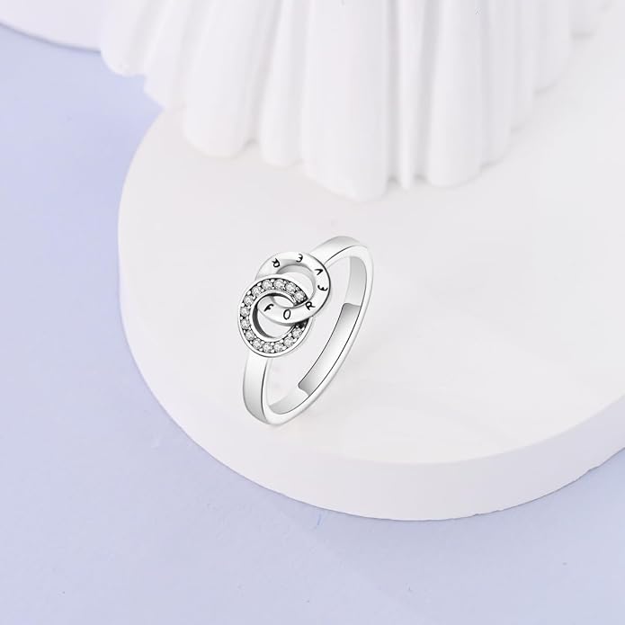 925 Sterling Silver Rings for Women | Elegant Dainty Hoop & Band Rings with 5A Cubic Zirconia | Daily Wear Jewelry with Gift Bag (Sizes 6-9)
