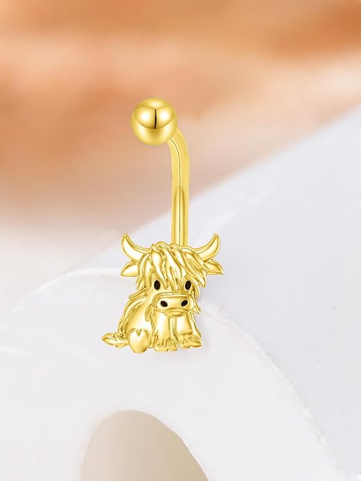 Sterling Silver 14G Belly Button Rings Cross/Cat/Butterfly/Cow/Skull/Birthstone Heart Navel Rings 16mm Body Piercing Jewelry for Women