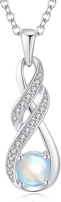 Birthstone Necklaces for Women 925 Sterling Silver Infinity Pendant Created Gemstone Jewelry for Her, 16"+2"