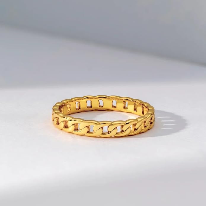 14K Gold Vermeil Ring for Women, Minimalist Stackable Band, 925 Sterling Silver Statement & Everyday Jewelry, Gifts for Women