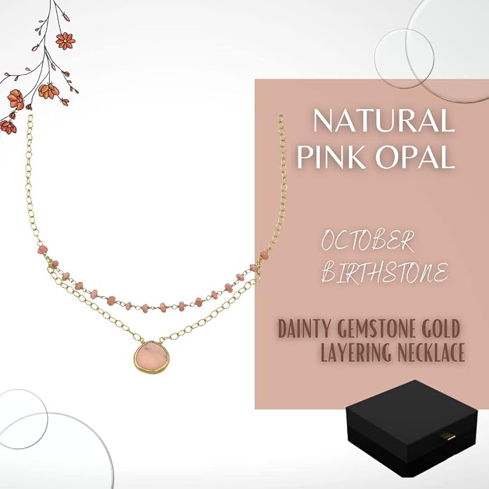 Layering Necklace for Women, Premium Layered Gold Healing Crytsal Necklaces - Tarnish Free 18K Gold Vermeil Certified S925 Classic Stack Necklace Gold Jewelry for Women - Mothers Day Gifts for Mom Wife