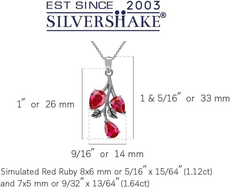 Silvershake Pear Shape Birthstone Gemstone Antique Finishing 925 Sterling Silver Leaf Vintage Inspired Pendant with 18 Inch Chain Necklace Jewelry for Women