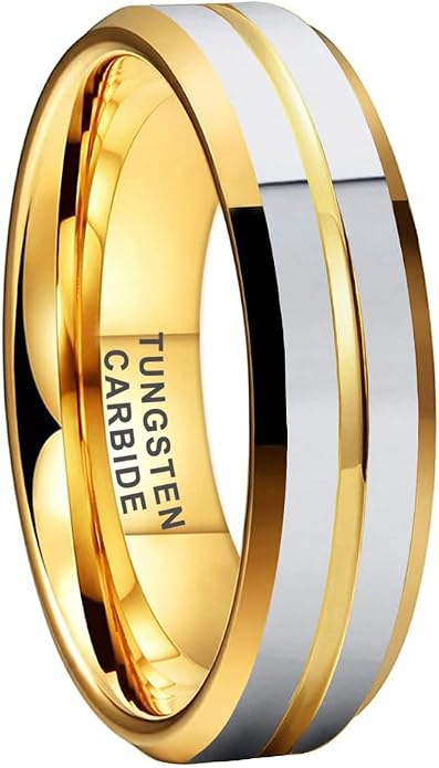 TUTISS 6mm 8mm Silver/Black/Blue/Gunmetal/Gold/Rose Gold Tungsten Rings for Men Women Fashion Engagement Wedding Bands Matte Finish Beveled Edges Comfort Fit