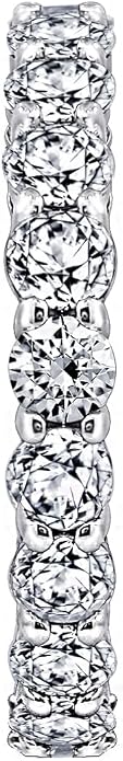 Amazon Essentials Platinum or Gold Plated Sterling Silver All-Around Band Ring set with Round Infinite Elements Cubic Zirconia