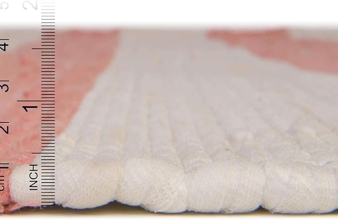 Unique Loom Chindi Rag Collection Area Rug - Striped (2' 7" x 12' 2" Runner, Coral and Ivory)