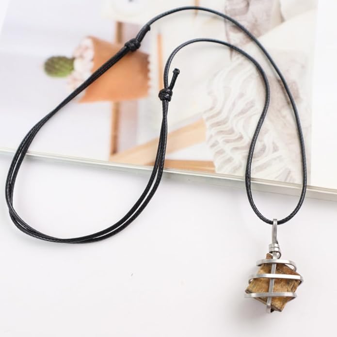 Natural Gemstone Pendant Necklace For Men & Women Spiritual Jewelry Wire Wrapped Gemstone Chakra Necklaces Real Stones For Him & Her