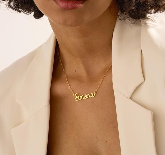 MOMOL 18K Gold Plated Stainless Steel Name Necklace Personalized Custom Name Necklace Customized Nameplate Necklace for women