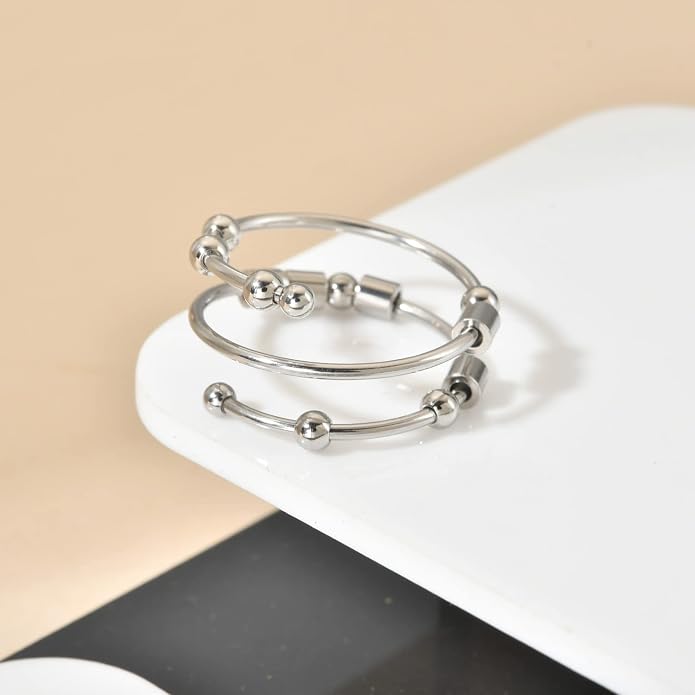 Morse Code Rings for Women, Stainless Steel Spinner Ring Fidget Rings for Anxiety Ring Morse Code Rings Inspirational Gifts Jewelry Women Birthday Graduation Gifts for Best Friends