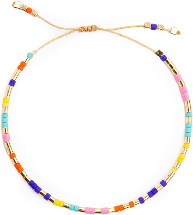 NAZ COLLECTION – Dainty Seed Bead Bracelet, Handmade Multicolor Bohemian Stackable Beaded Bracelets, Colorful Beach Surfer Boho Bracelets, Adjustable Charm String, Summer Jewelry for Women, ADULT Bracelets