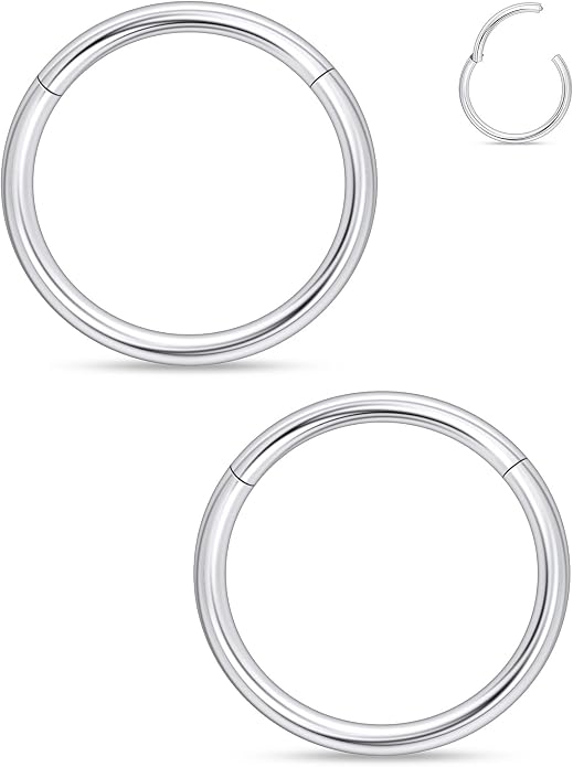 20G 18G 16G 14G 12G 10G 8G 6G 4G 2G Nose Rings Hoops Astm F136 Titanium Clicker Septum Lip Ring Tragus Helix Daith Rook Conch Snug Cartilage Lobe Earrings Hoop Piercing Jewelry For Women Men