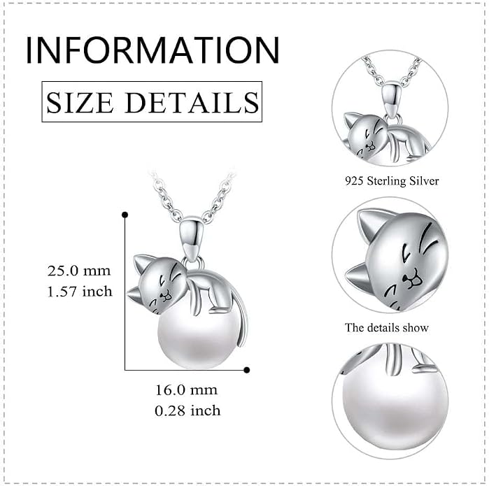 Cat Necklace Sterling Silver Cat Zircon Pendant Gothic Jewelry for Women Animal Lovers Gifts