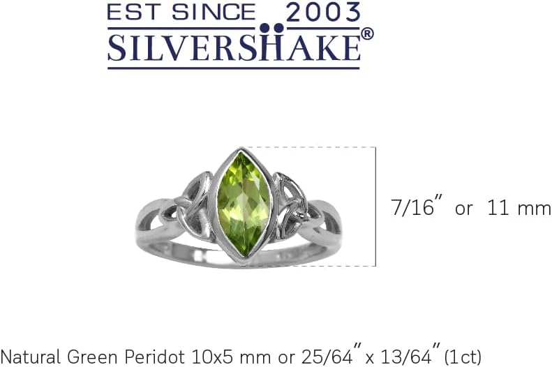 Silvershake Genuine Gemstone 925 Sterling Silver Triquetra Celtic Knot Solitaire Ring