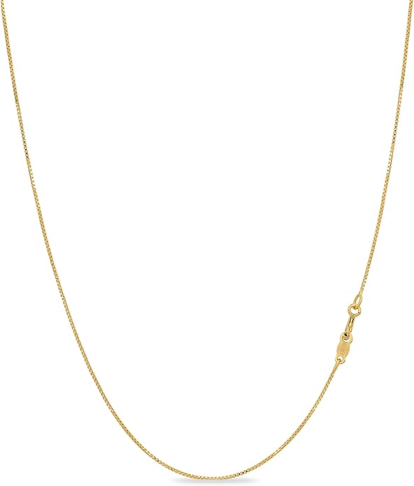 KEZEF 925 Sterling Silver Box Chain Necklace for Women & Men, 0.7mm Thin Chain Necklace, Available in Sterling Silver, Gold Plated & Rose Gold Plated Finishes, Made in Italy