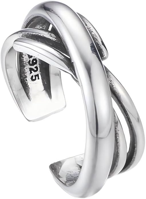925 Sterling Silver Ring Minimalist Adjustable Rings Band Handmade Rings for Women Girls