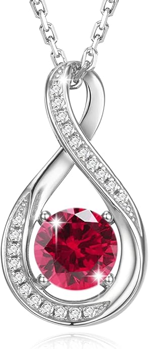 925 Sterling Silver Birthstone Necklace for Women Infinity Necklaces Birthday Anniversary Fine Jewelry Gifts for Mother Women, Adjustable Chain