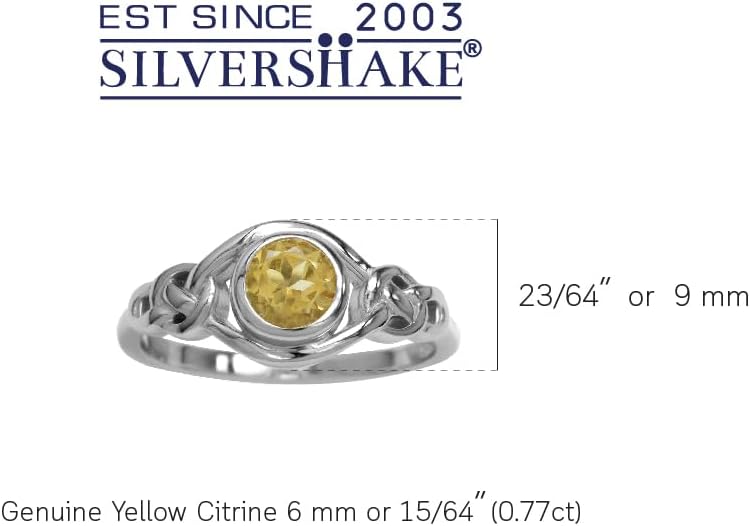 Silvershake Birthstone Gemstones White Gold Plated 925 Sterling Silver Irish Celtic Knot Engagement or Promise Solitaire Ring Jewelry for Women