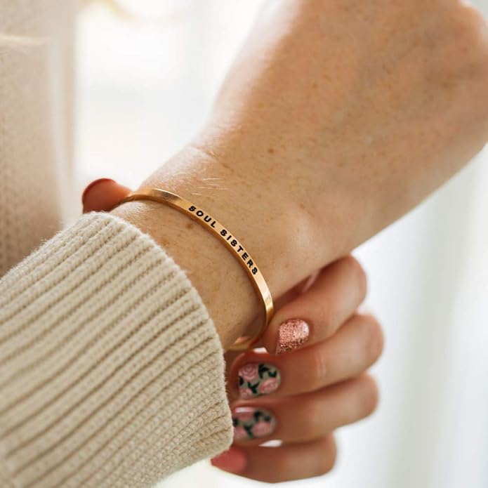 MantraBand - Mantra Band Bracelet - Silver color - Inspirational Engraved Adjustable Cuff - Gifts for Women, Sisters, Friends, Family