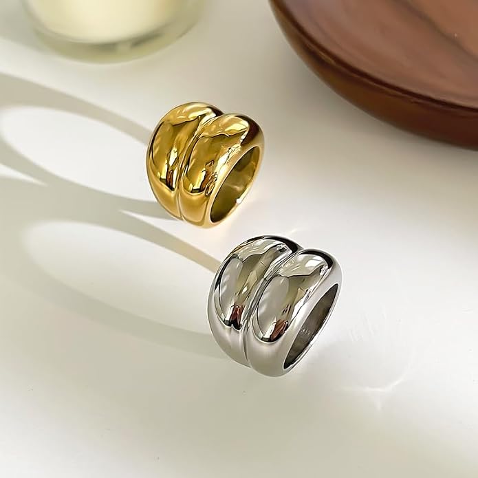 Pierced Owl 316L Stainless Steel Double Dome Ring