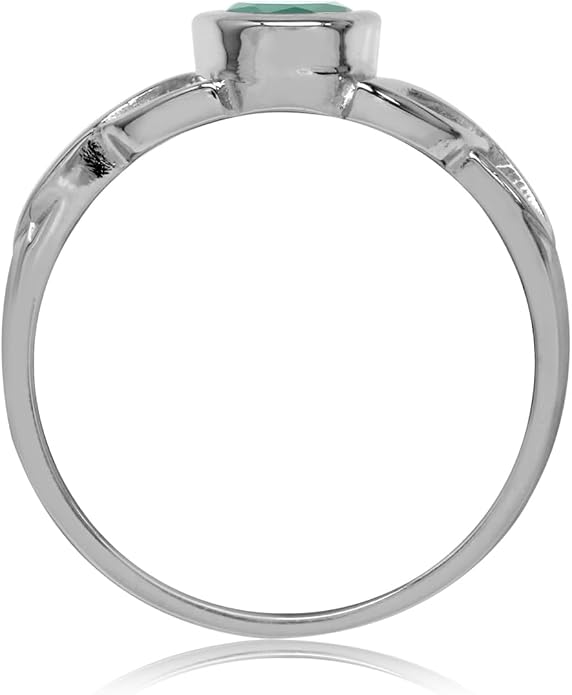 Silvershake 7x5MM Oval Shape Birthstone Gemstone White Gold Plated or 18K Yellow Gold Plated 925 Sterling Silver Triquetra Trinity Celtic Knot Solitaire Ring Jewelry for Women