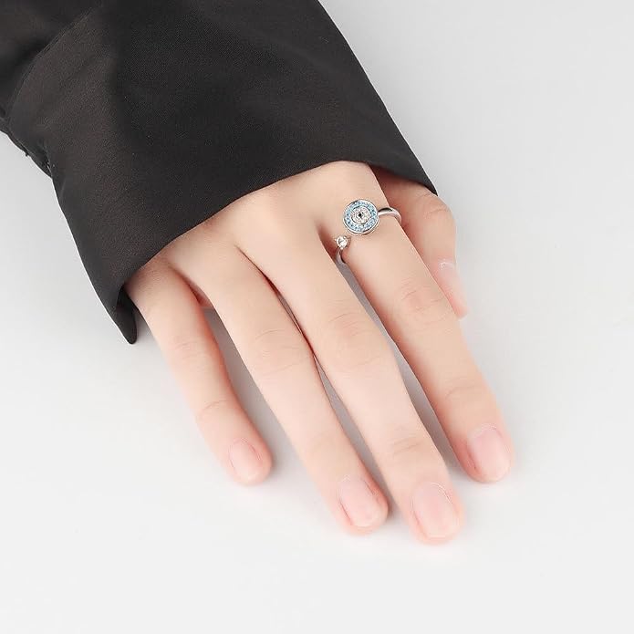 Fidget Ring Anxiety Spinner Ring Open Adjustable Sunflower Star Moon Windmill Butterfly Rings Daisy Stress Relieving Fidget Women Cubic Zirconia Anti Stress Mood Rotate Inspirations Jewelry