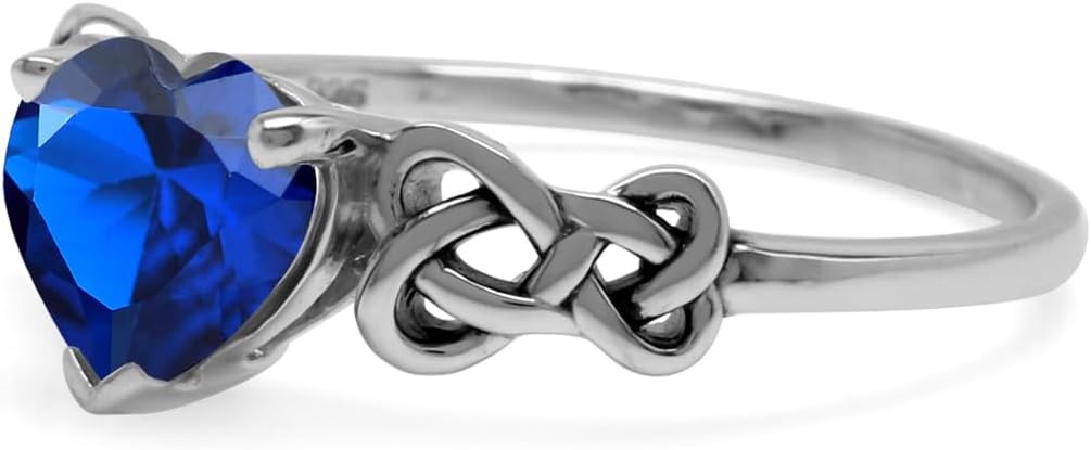Silvershake 7MM Heart Shape 925 Sterling Silver Celtic Heart Knot Filigree Solitaire Promise Ring Jewelry for Women