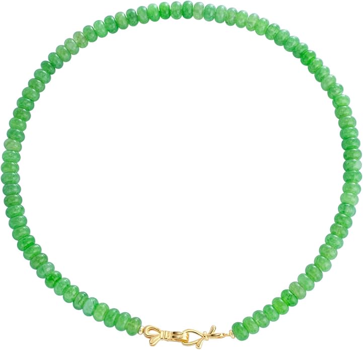 NLIEO Rainbow Colorful Gemstone Beaded Choker Necklace for Women 14K Gold Bow Birthstone Beads Chokers 18inches