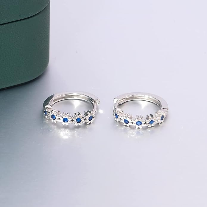 CiNily Small Hoop Earrings for Women Girls Flower Cubic Zirconia Huggie Earrings Hypoallergenic 14K Yellow Gold Plated Cartilage Earrings
