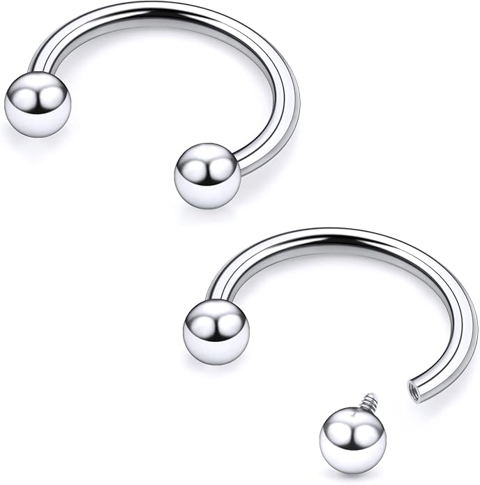 20G 18G 16G 14G 12G 8G 6G 4G 2G ASTM F136 Titanium Internal Thread Horseshoe Septum Ring Jewelry Circular Barbell Helix Snug Tragus Rook Daith Cartilage Earring Lip Ring Piercing Jewelry