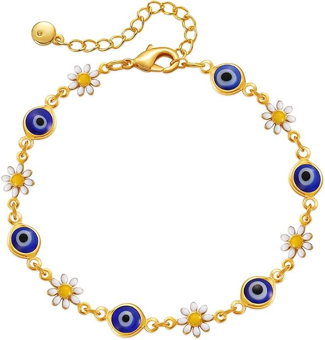 Lucky Evil Eye Bracelet for Women Family Lucky Charm Blue Red White Clear CZ Cubic Zirconia Spiritual Bracelet Birthday Anniversary