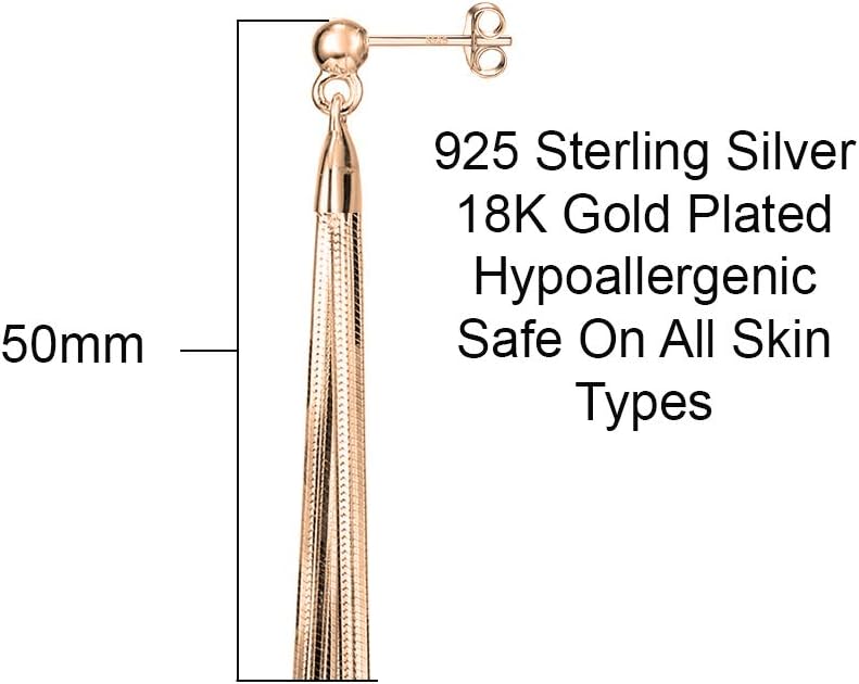 Savlano 925 Sterling Silver 18k Gold Plated Dangle Drop Tassel Stud Earrings For Women and Teens Comes In White Gold, Yellow Gold & Rose Gold Colors Comes With Savlano Gift Box