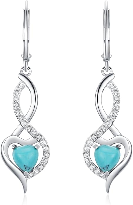 BDL Genuine Turquoise Jewelry for Women, Sterling Silver Earrings and Necklaces for Women, Leverback Dangle Drop Earrings Jewelry