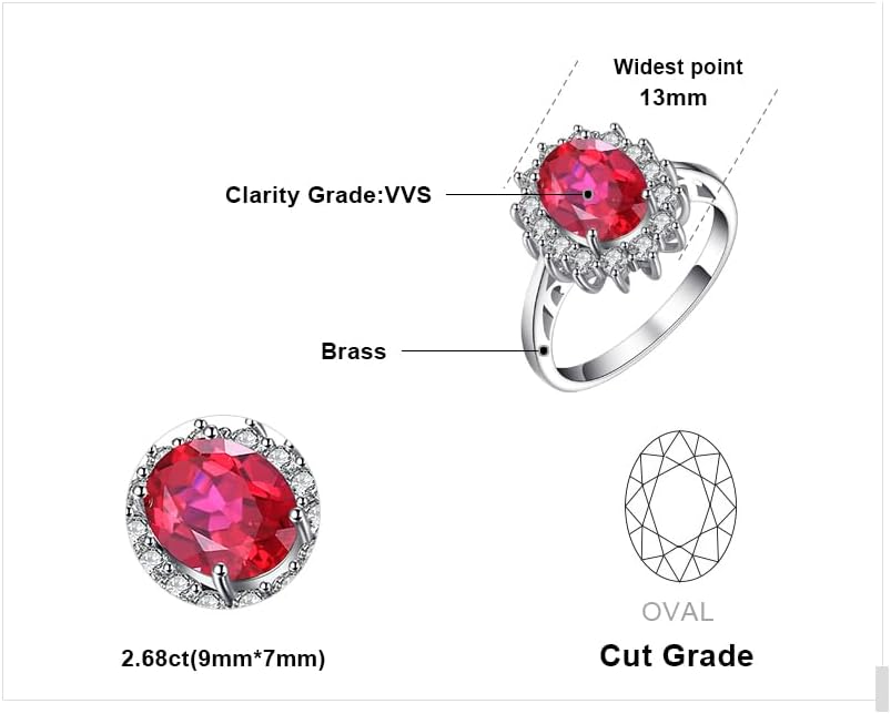 JewelryPalace Princess Diana Kate Middleton Class Gemstone Birthstone Sapphire Halo Engagement Rings for Women, Anniversary 14K White Yellow Rose Gold Plated 925 Sterling Silver Promise Rings for Her