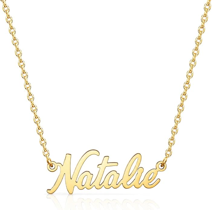 MOMOL 18K Gold Plated Stainless Steel Name Necklace Personalized Custom Name Necklace Customized Nameplate Necklace for women