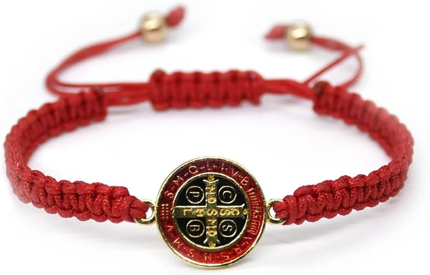 14K Gold Filled San Benito Bracelet For Women And Men, Saint Benedict Medal Bracelet Adjustable String Bracelets Religious, Pulseras De San Benito, Rosario De San Benito