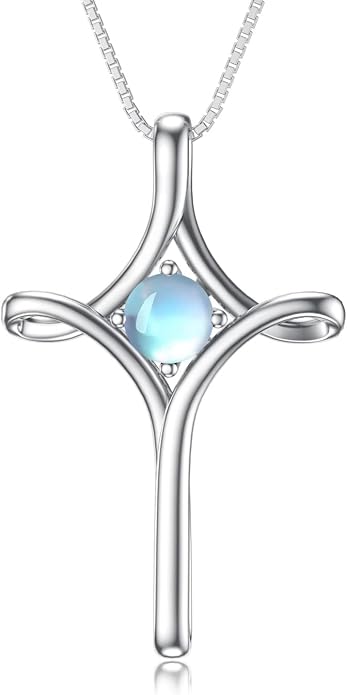 TOUPOP Cross Necklace for Women 925 Sterling Silver Birthstone Cross Pendant Fine Jewelry Anniversary Birthday Mothers Day Gifts for Mom Wife Her