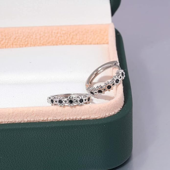 CiNily Small Hoop Earrings for Women Girls Flower Cubic Zirconia Huggie Earrings Hypoallergenic 14K Yellow Gold Plated Cartilage Earrings