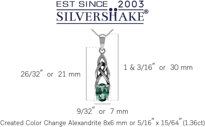Silvershake 8X6mm Oval Shape Birthstone Gemstone Antique Finishing or Yellow Gold Plated 925 Sterling Silver Celtic Knot Weave Solitaire Pendant or Pendant with 18 Inch Chain Necklace Jewelry for Women