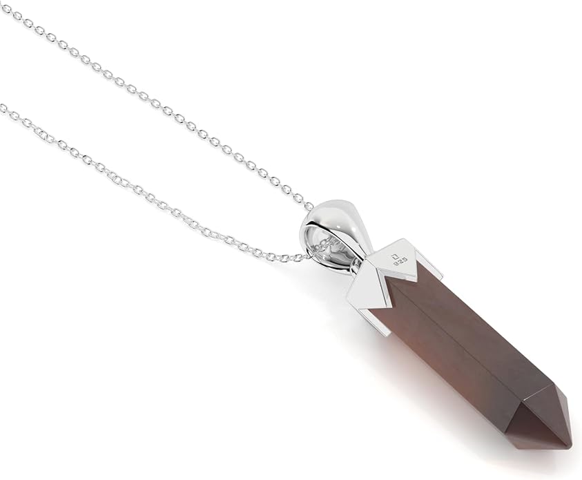 Hexagonal Shape Natural Gemstone Pendant Necklace for Women, Birthstone Jewelry Gifts for Her Birthday, Anniversary, Graduation (15x3.5mm, Bezel-Set)