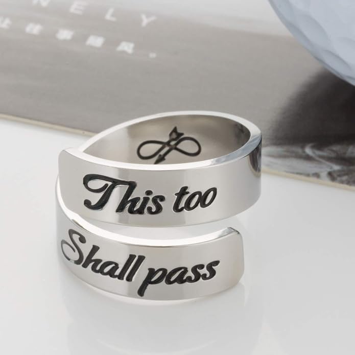 Inspirational Motivational Adjustable Ring Personalized Stainless Steel Spiral Wrap Twist Rings Encouragement Statement Graduation Jewelry Birthday Gifts for Women Teengirls.