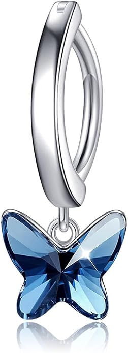 Dangle Clicker Belly Button Ring for Women Surgical Sterling Silver Belly Ring Simple Reverse Navel Rings Body Jewelry