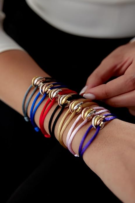 Joy-D 3 Rings Bracelet - String Bracelet with 3 Colors Rings, Adjustable Cord, High Quality Women&Men Bracelet, Gold Jewelry, Perfect Gift for Her&Him
