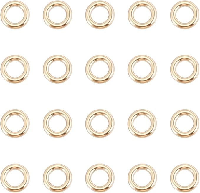 Beebeecraft 1 Box 20Pcs 14K Gold Filled Brass Closed Jump Rings 3mm Soldered Jump Rings Connectors for Jewelry Bracelet Necklace Making Craft