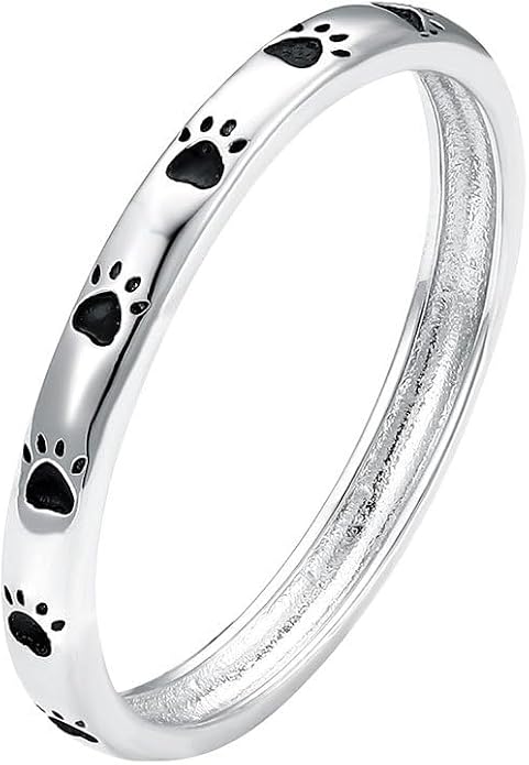 925 Sterling Silver Dainty Daisy Butterfly Paw Heart Eternity Rings Blue Flower Finger Rings for Women Stacking Promise Rings Gift Jewelry