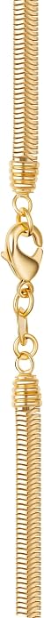 Barzel 18K Gold Plated Flat Herringbone Snake Chain Necklace for Women | Made In Brazil