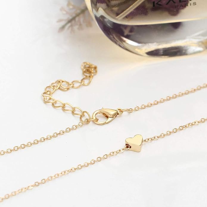 14K Gold Heart Choker Necklace Delicate Love Necklace Pendant Necklaces Silver Jewelry for Women Gift (Gold)