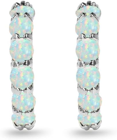 Sterling Silver Genuine, Simulated or Created Gemstone Small Round 18mm Huggie Hoop Earrings for Women