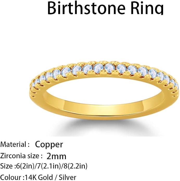 Birthstone Rings For Women, Silver Stackable Cubic Zirconia Stainless Steel Birth Stone Ring To My Daughter/Mom Birthday Unique Gifts Jewelry